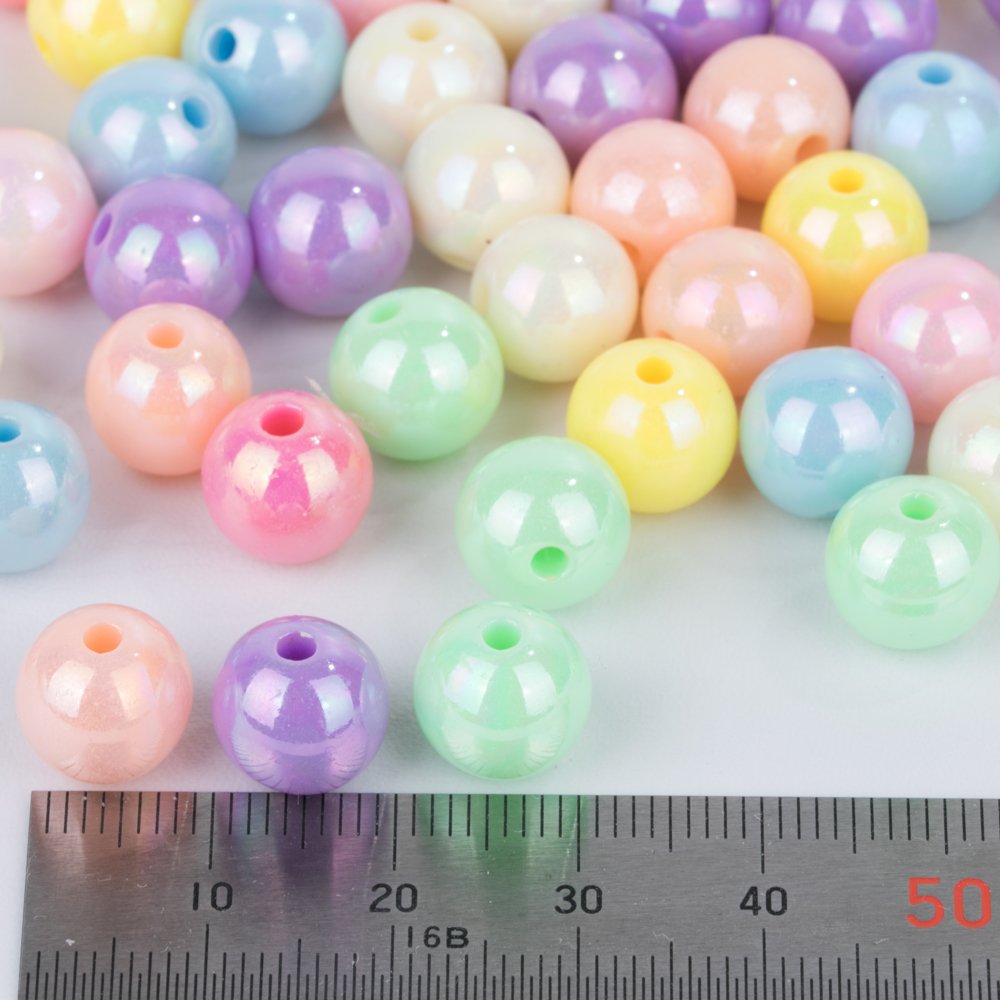 Amazon.co.jp: パステルカラービーズ ユニコーンカラー 10mm 50個 両穴